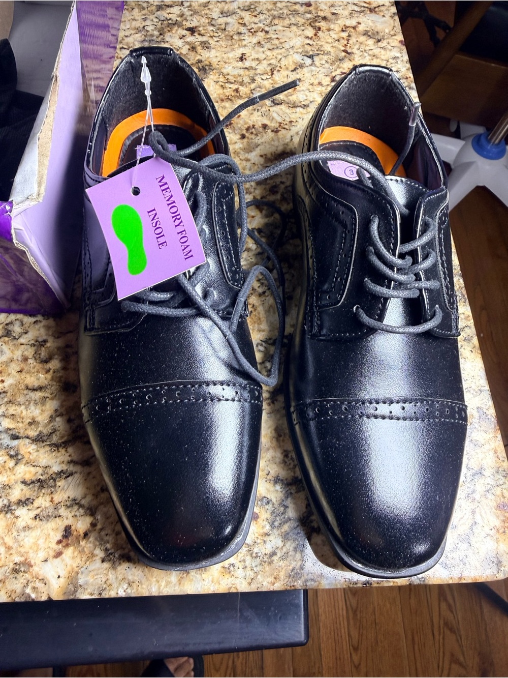 Kids Black Dress Shoes with Memory Foam Insole size 3